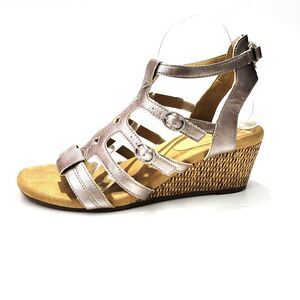Aerosoles Heelrest Womens Wedge Metallics Sandals sz 8.5
